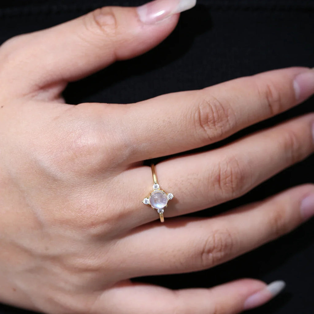 Goldmondsteinring Mondstein stapelbarer Ring einfacher Verlobungsring | Shop Nory