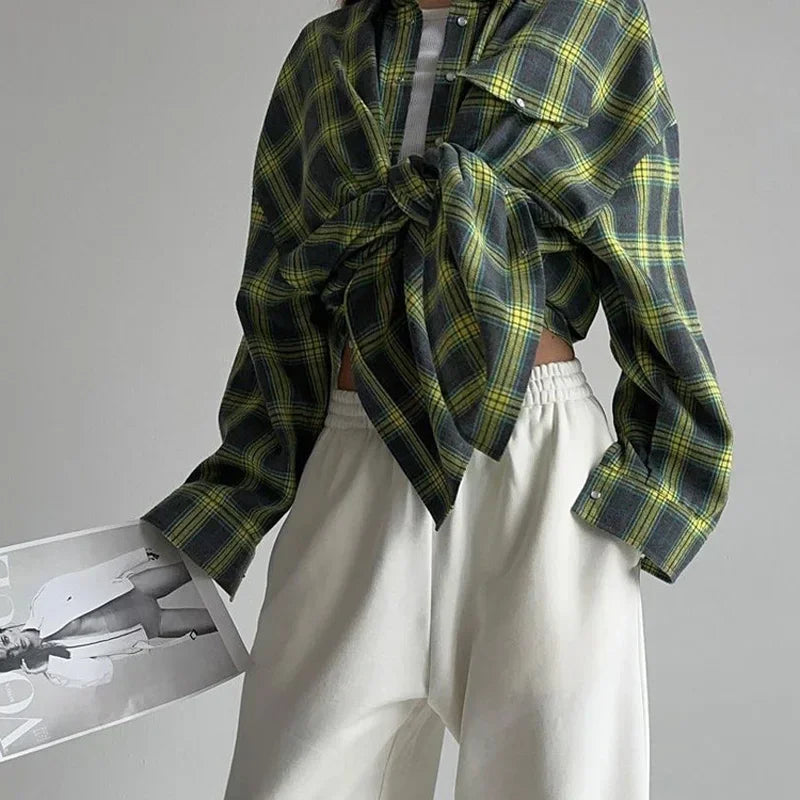 Langarmiges Hemd mit Kariertem Muster Baumwollmix Lässig und Trendy