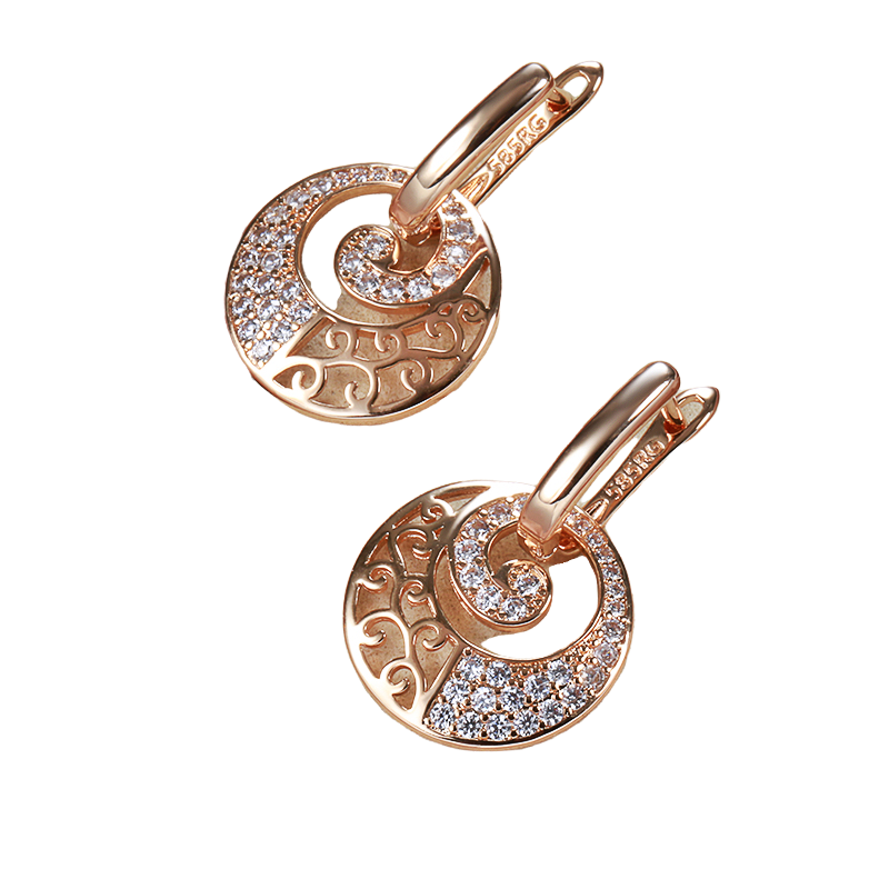 Damen Rund 585 Roségold Trennbar Hohle Spiral Ausgeschnitten Kristall Clip Ohrringe | Shop Nory