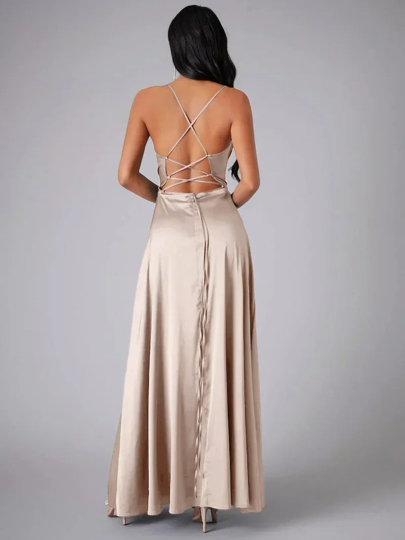 Seiden-Maxikleid mit Geflochtenem Rücken Kleid Dich für Formelle Anlässe Lucette