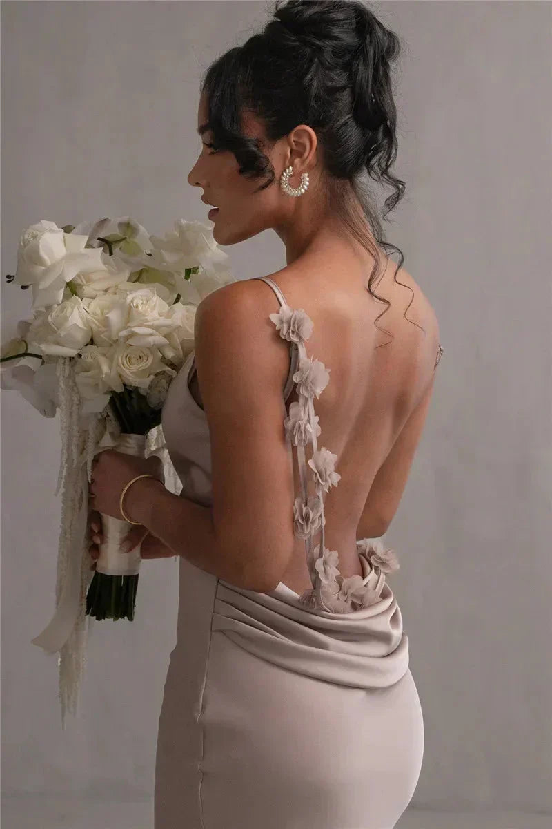 Satin Kleid mit Blumen