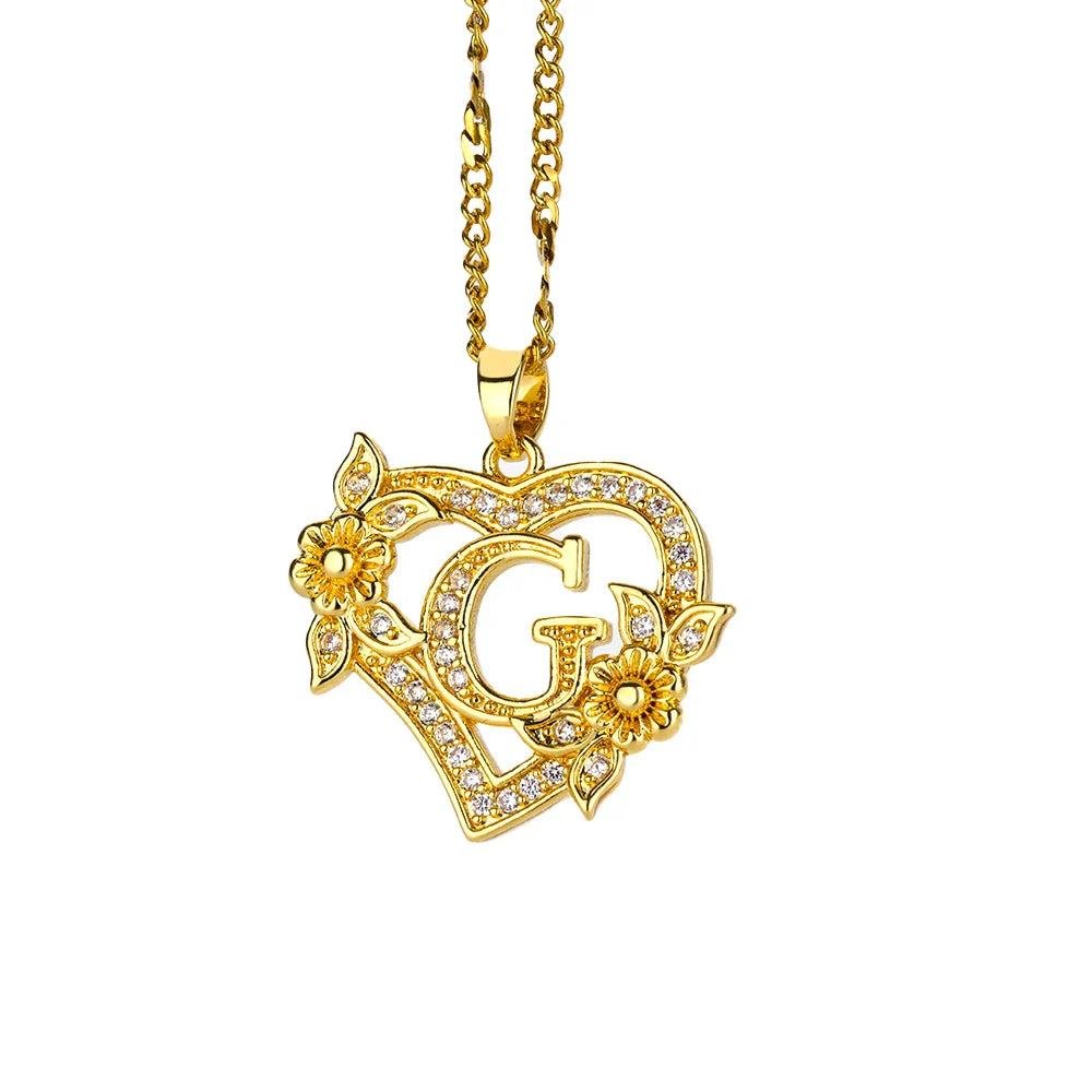 Herz-Initial-Halskette – A–Z Alphabet-Anhänger aus goldfarbenem Edelstahl Shop Nory