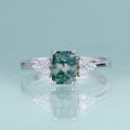 Ring mit Moosachat im Smaragdschliff aus Silber | Shop Nory