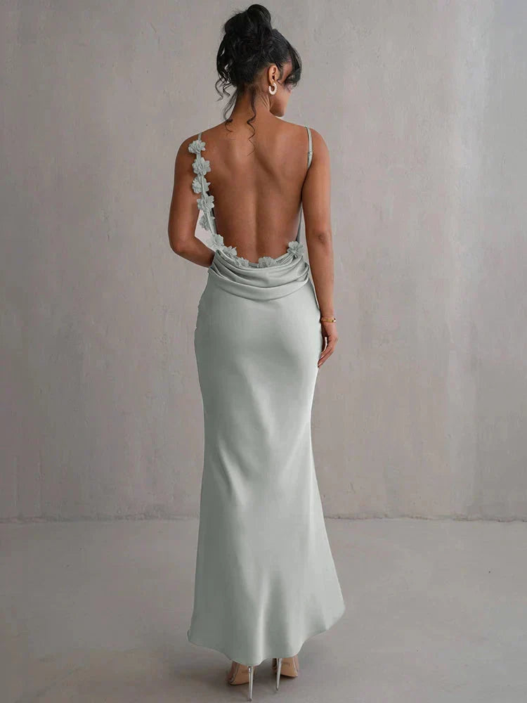 Satin Kleid mit Blumen