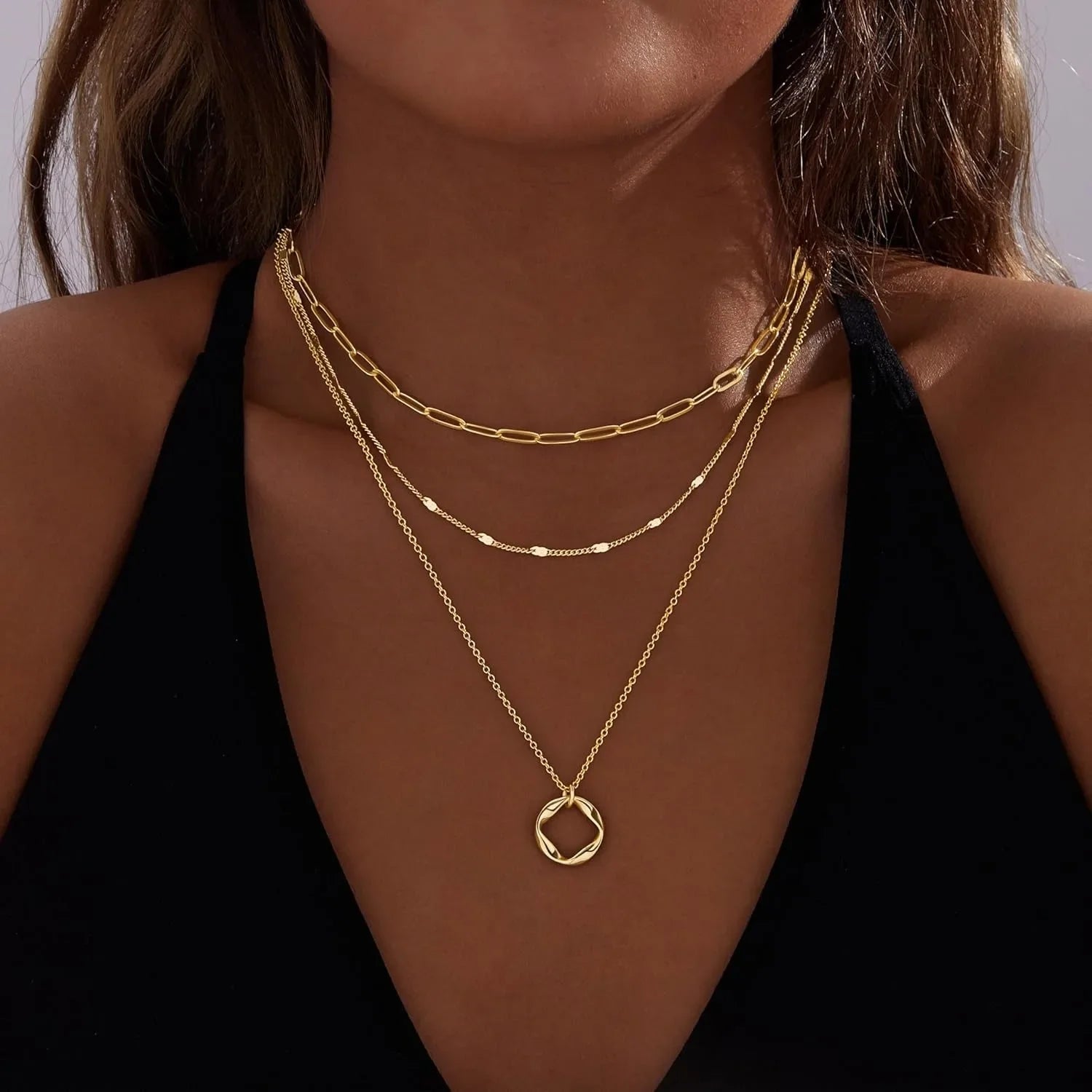 Gestapelte Gold- und Silberhalsketten für Frauen Shop Nory
