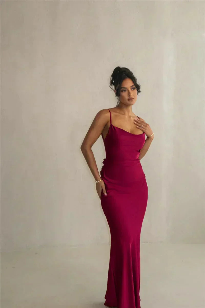 Satin Kleid mit Blumen