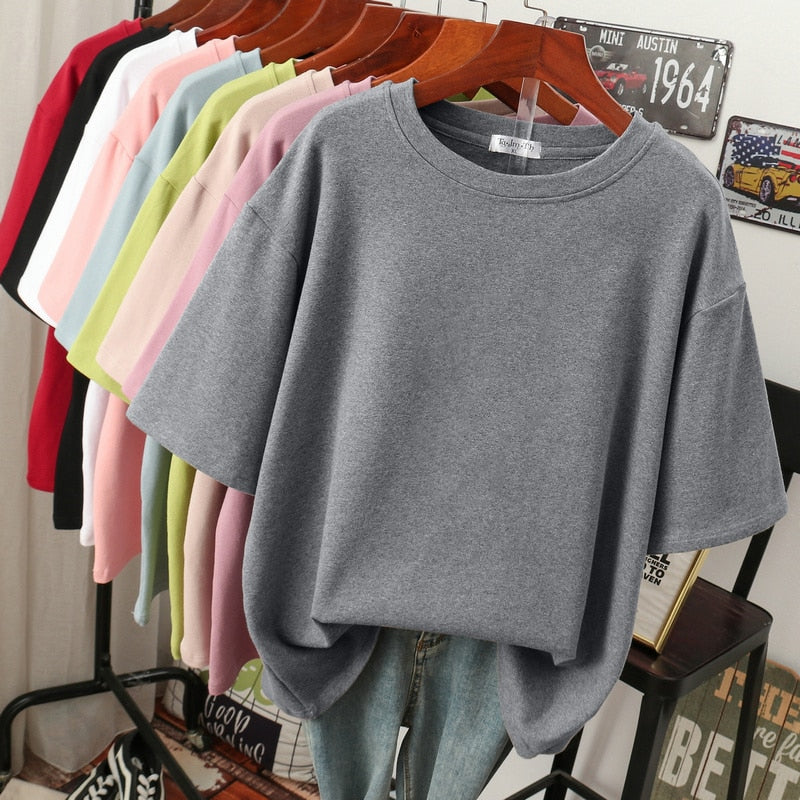 ShopNory | Oversized Baumwoll-Basic-T-Shirt für Damen