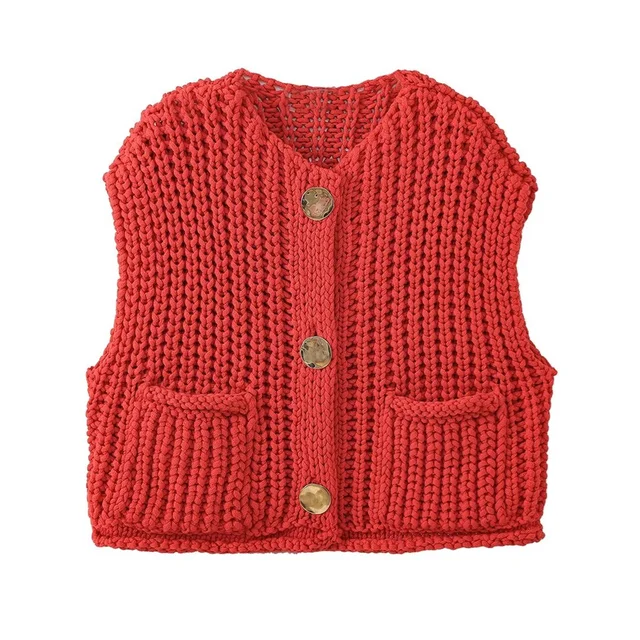 Shopnory | Ärmelloses Gilet - Lässig - Gestrickt - Sommer