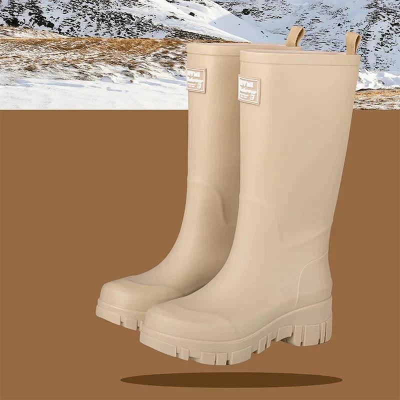 Damen Chelsea wasserdichte Stiefel mit Blockabsatz & gemusterter Sohle