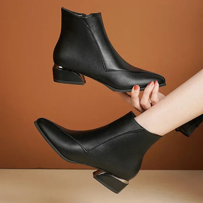 Stiefeletten mit Reißverschluss Trendiger Blockabsatz