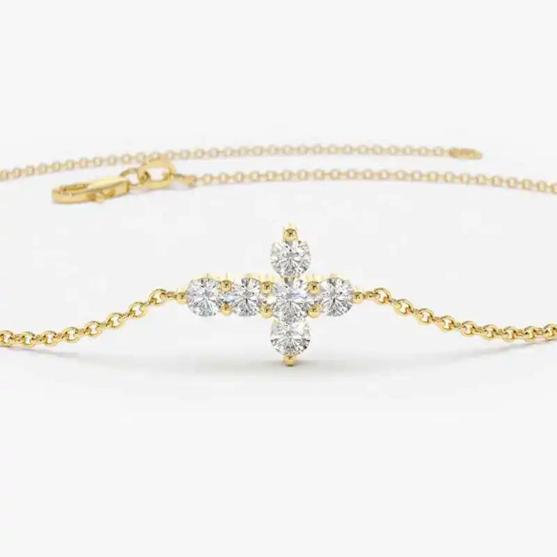 Exquisite 925 Sterling Silber Moissanit Kreuz Armband | Shop Nory