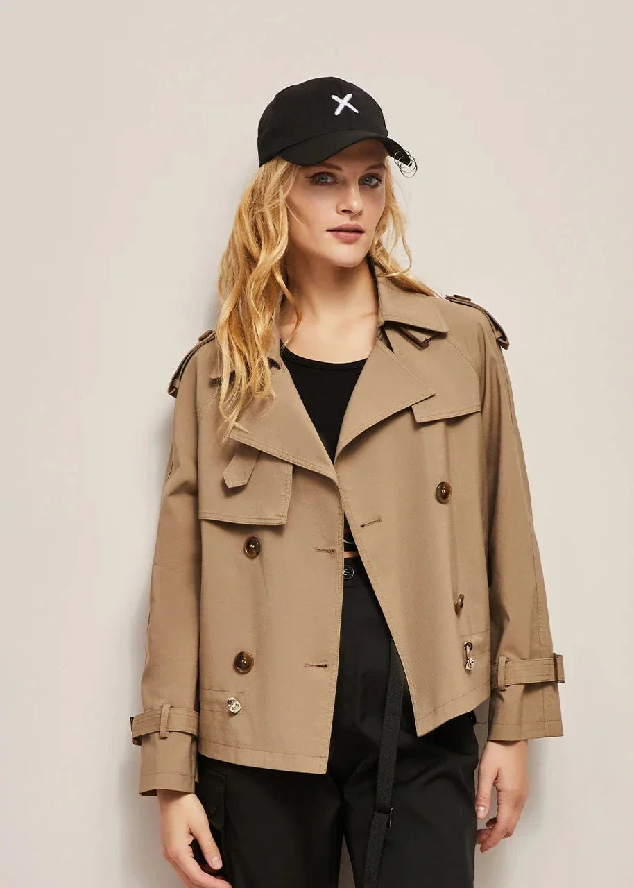 Shopnory | Doppelreihiger Trenchcoat für Damen - formelle und lässige Jacke