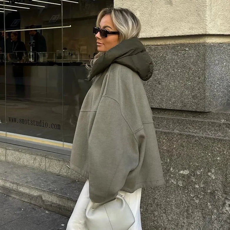 Damen Wolljacke mit Kapuze