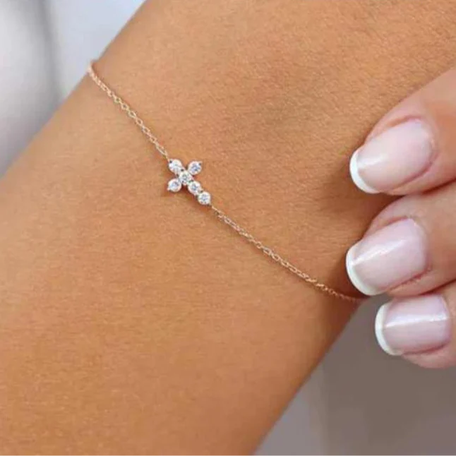Exquisite 925 Sterling Silber Moissanit Kreuz Armband | Shop Nory