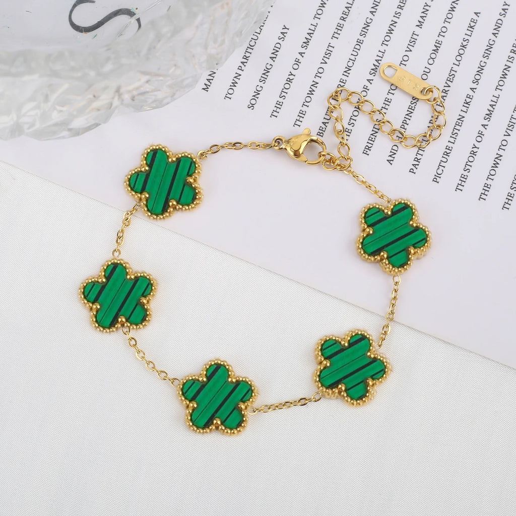 Klassisches Edelstahl Fünf-Blumen-Armband für Damen Shop Nory
