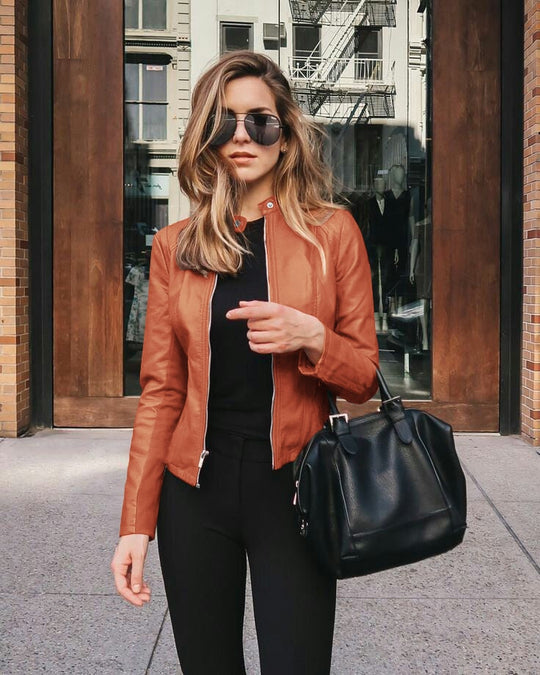 Damen Slim Fit Lederjacke