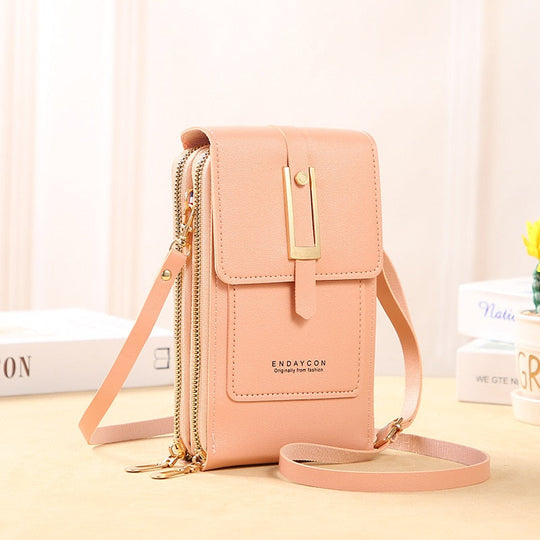 Leder Smartphone Clutch Damen Handtasche mit Touchscreen-Fenster