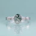Von der Natur inspirierter Moosachat-Verlobungsring in Silber | Shop Nory