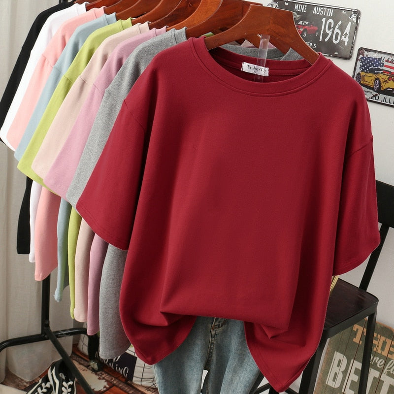 ShopNory | Oversized Baumwoll-Basic-T-Shirt für Damen
