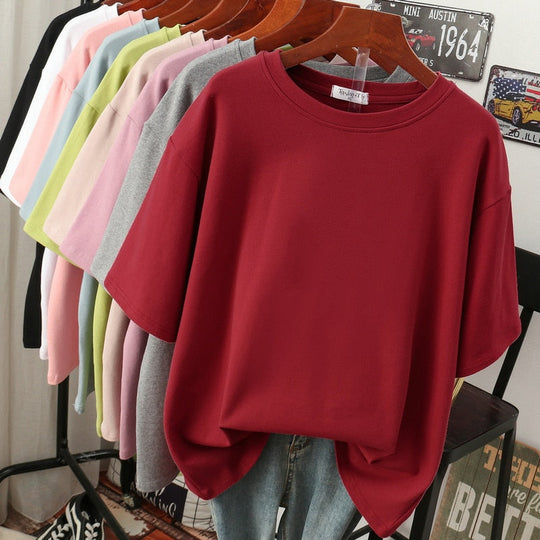 ShopNory | Oversized Baumwoll-Basic-T-Shirt für Damen