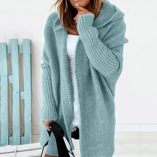 Oversized Strickmantel mit Kapuze - Cozyfit