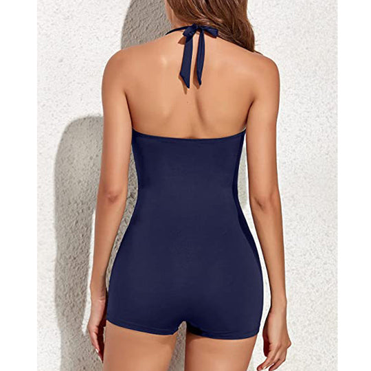 Damen Boyleg Badeanzug mit Neckholder & Shaping Effekt