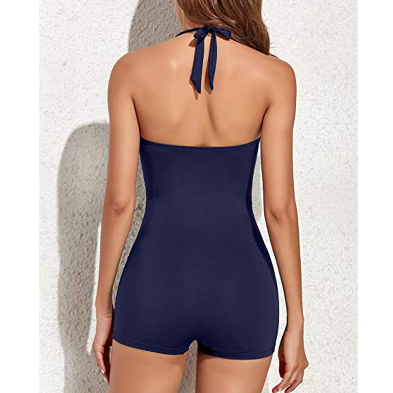 ShopNory | Damen Boyleg Badeanzug mit Halterneck & Figurformender Passform