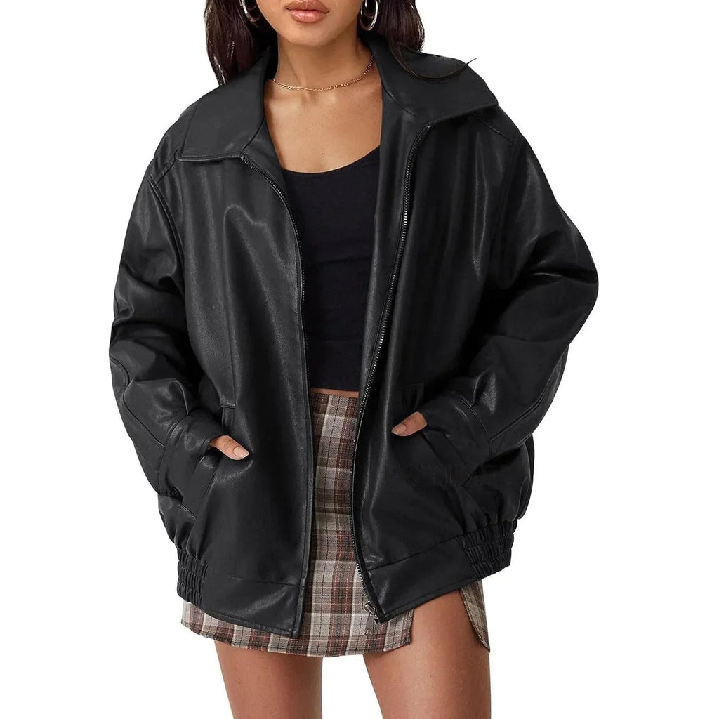 Oversized Lederjacke