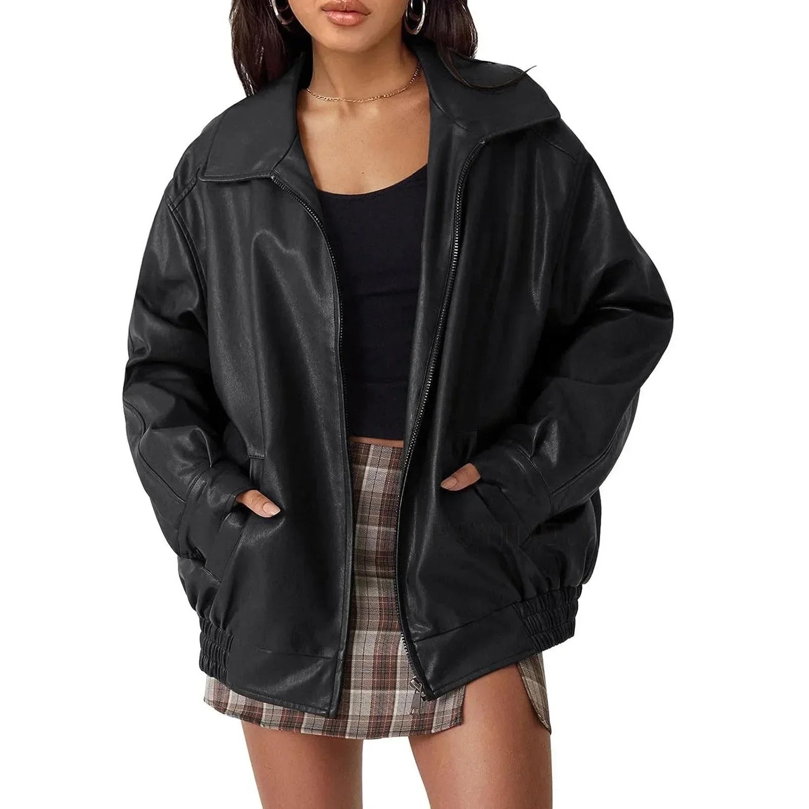 Oversized Lederjacke