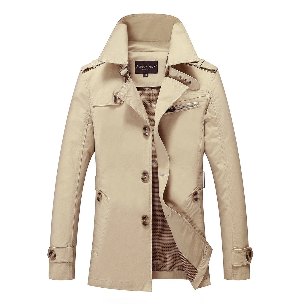 Stylischer langer Herbst-Trenchcoat für Herren