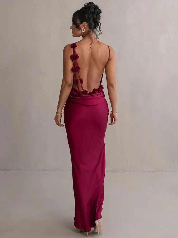 Satin Kleid mit Blumen