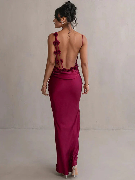 Satin Kleid mit Blumen