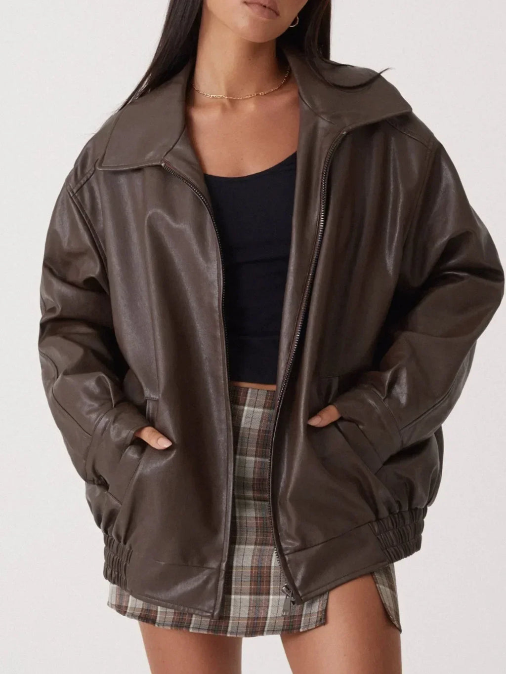 Oversized Lederjacke