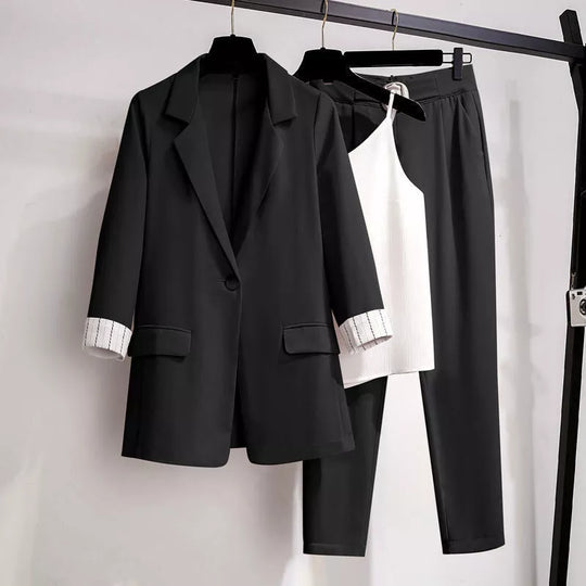 Eleganter Dreiteiliger Anzug In Übergröße für Damen