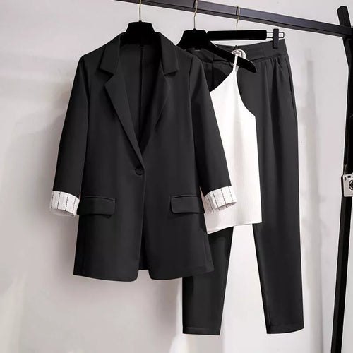 Eleganter Dreiteiliger Anzug In Übergröße für Damen