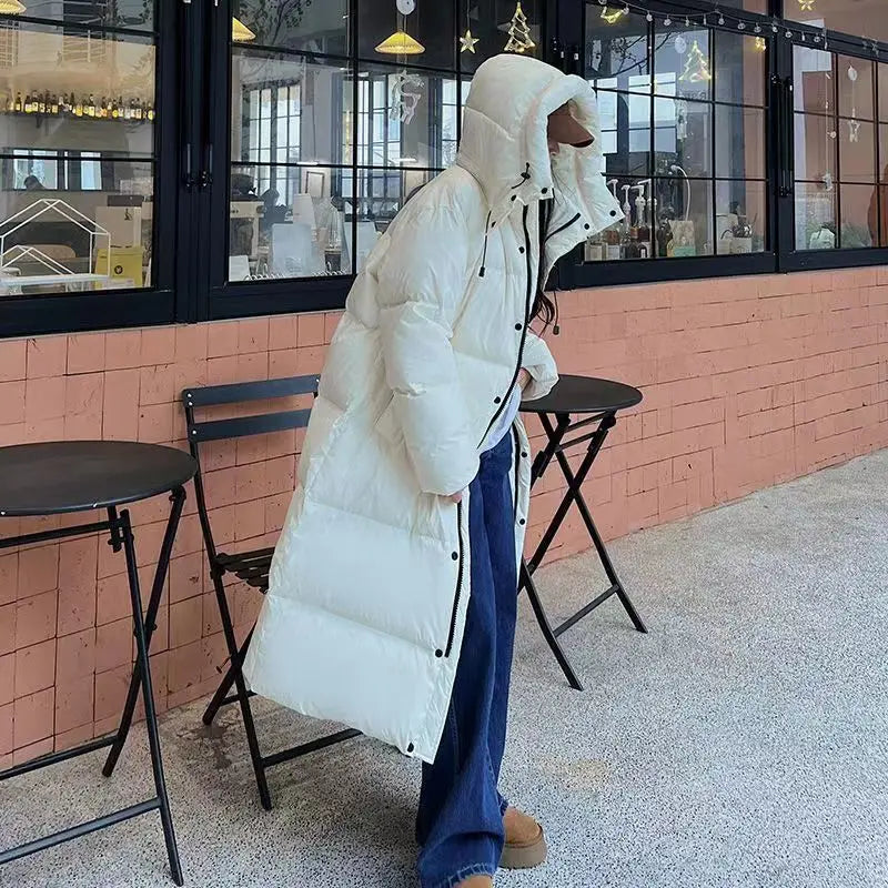 ShopNory | Lange Pufferjacke mit Kapuze für Damen - Winter