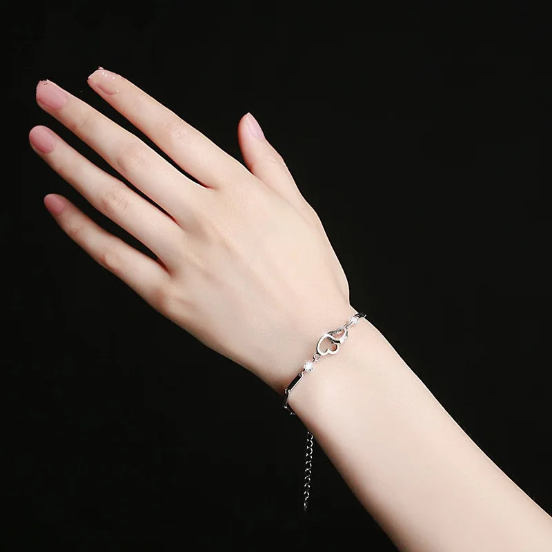 925 Sterling Silver Herz Charm Armreifen | Shop Nory