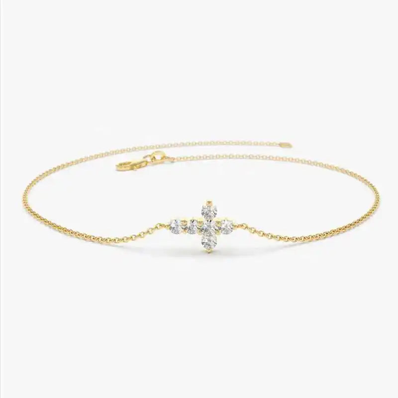 Exquisite 925 Sterling Silber Moissanit Kreuz Armband | Shop Nory