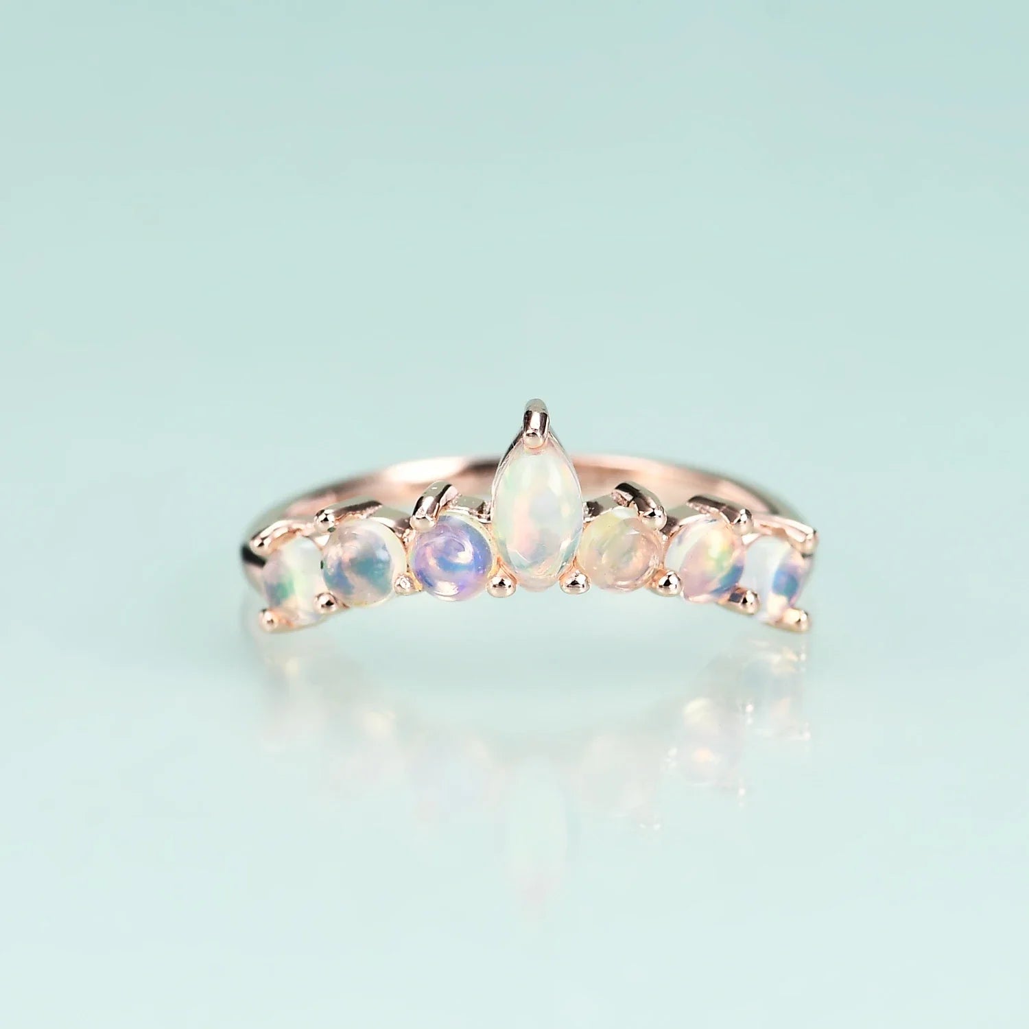 Opal-Ehering in Kronenform, Halb-Ewigkeits-Opalring für Damen und Herren | Shop Nory