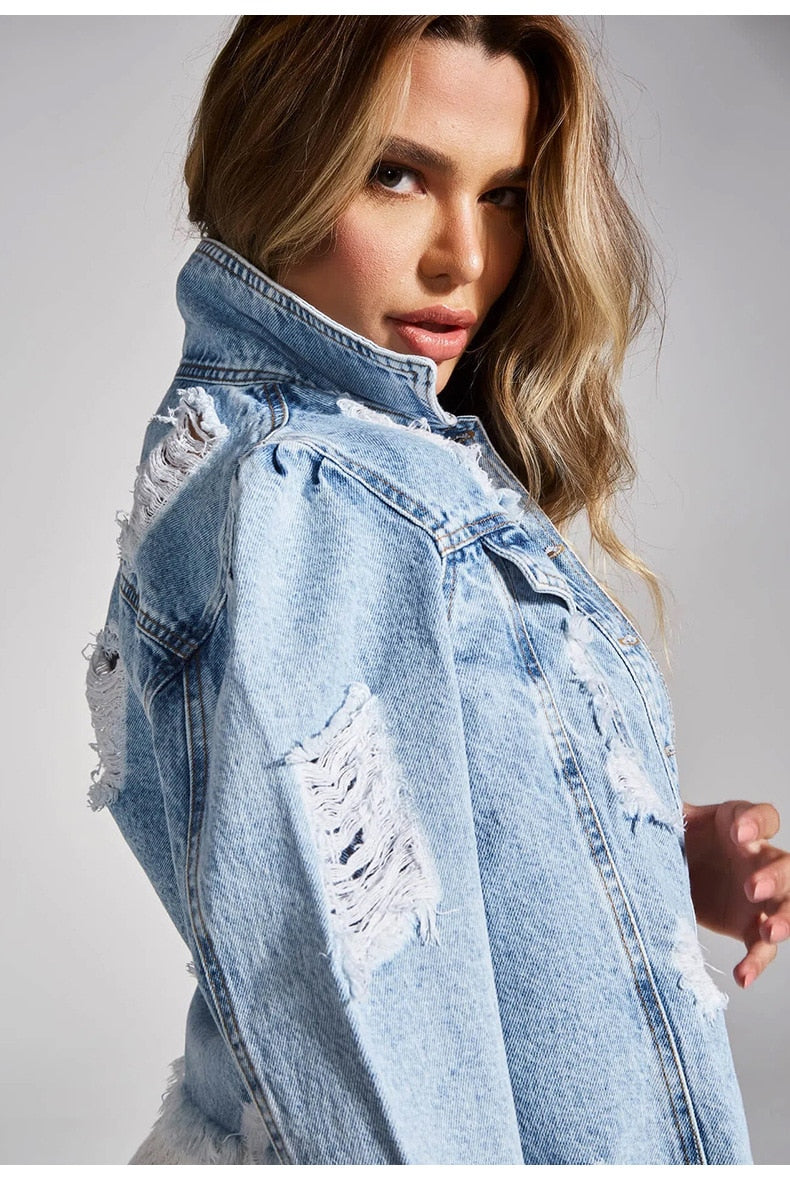 Zerrissene Denim Jacke