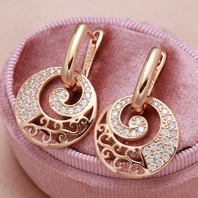 Damen Rund 585 Roségold Trennbar Hohle Spiral Ausgeschnitten Kristall Clip Ohrringe | Shop Nory