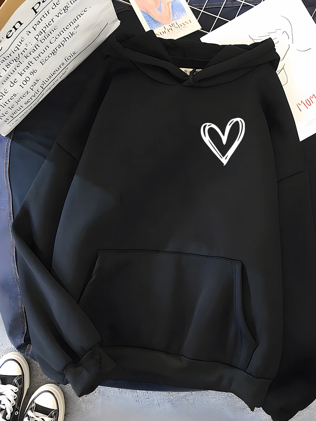 ShopNory | Kapuzenpullover Mit Herzdruck Für Frauen Saylor