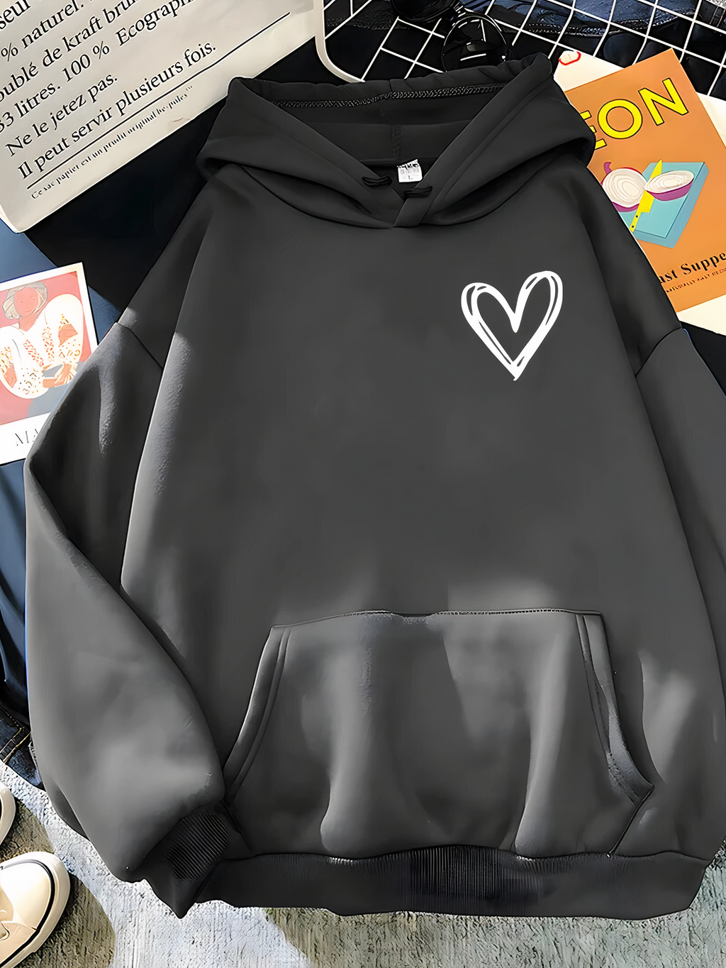 ShopNory | Kapuzenpullover Mit Herzdruck Für Frauen Saylor