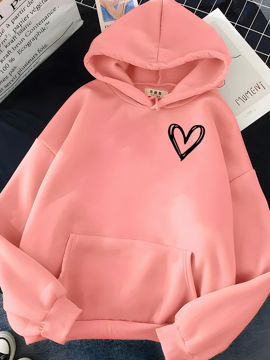 ShopNory | Kapuzenpullover Mit Herzdruck Für Frauen Saylor