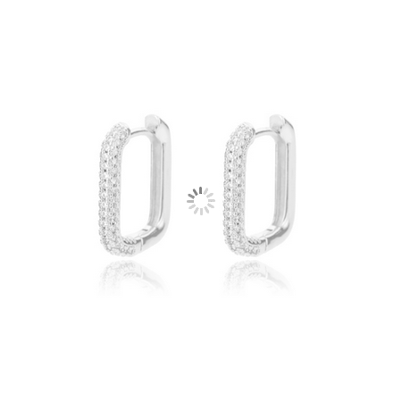 Damen Silber Edelstahl Quadrat Kleine Zirkonia Creolen | Shop Nory