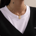 Gold Plated Süßer Bärenanhänger Schlüsselbein Link Kettenhalskette | Shop Nory