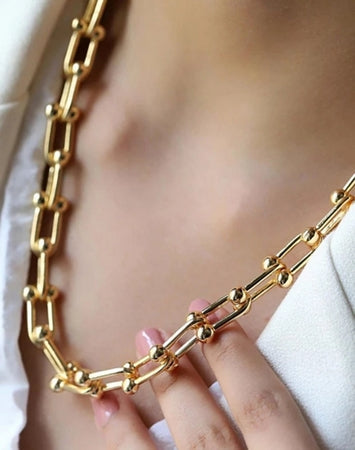 Damen Gold Dick Inter Link U Gelenk Kette Choker Halskette | Shop Nory