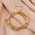 Damen Gold Doppel Dick Edelstahl Ring Link & Dünne Ketten Armbänder | Shop Nory