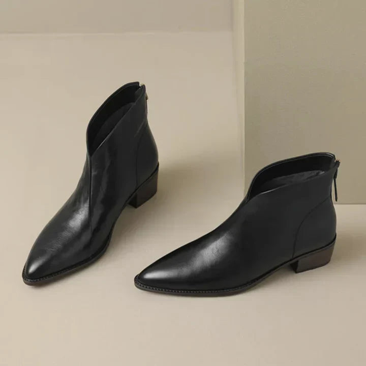 Damenstiefelette Aus Leder mit Blockabsatz