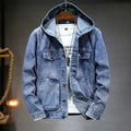 Langärmelig Kapuze Denim Jacke mit Schaltflächen